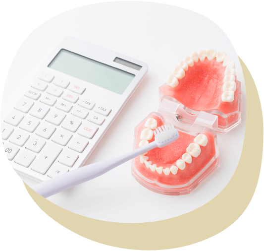 電卓と歯型の模型